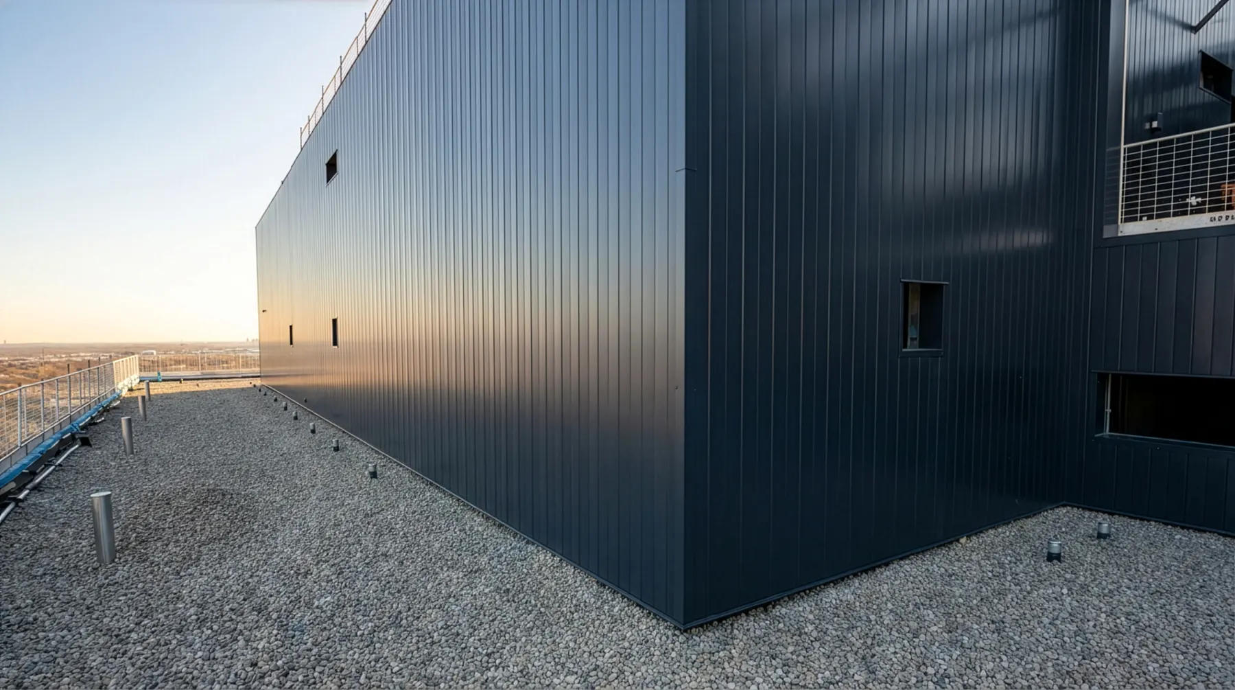 Ribbed black metal siding installed by MC MetalWorks